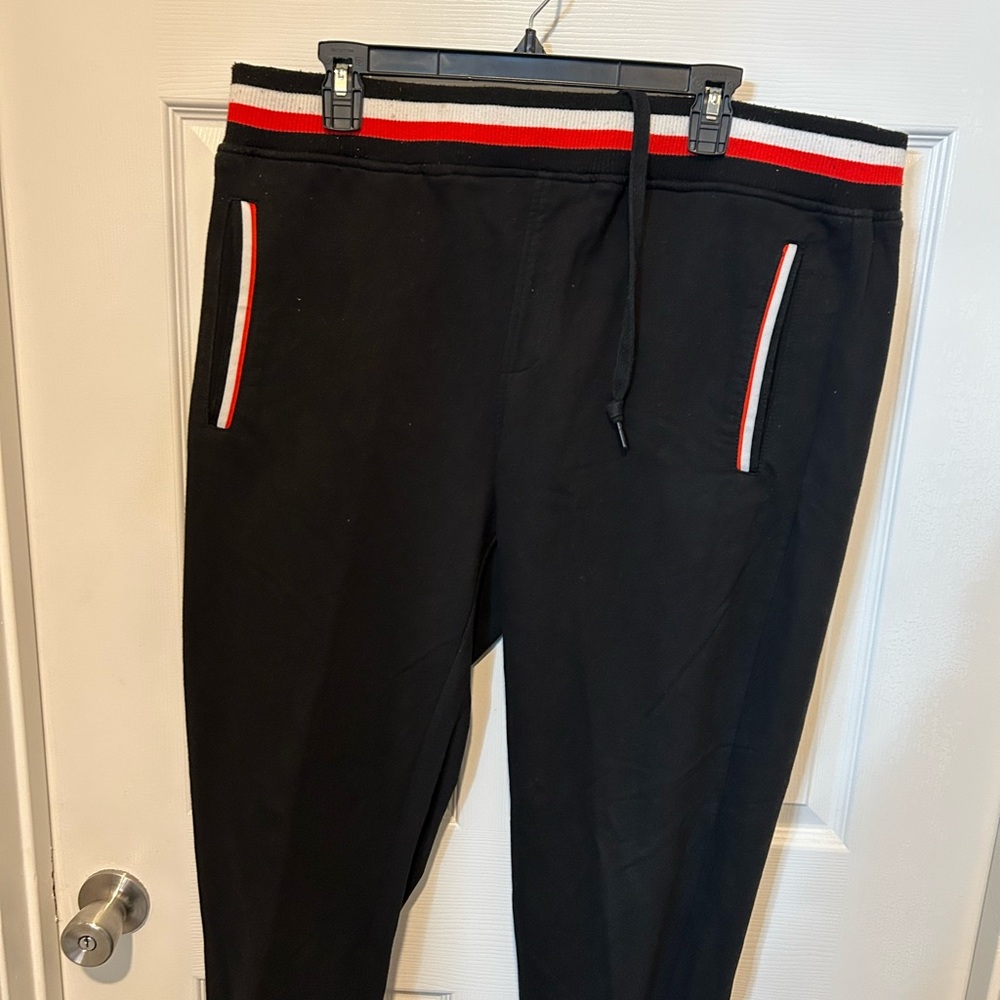 Sean John Black Track Pants with Red and White Stripes